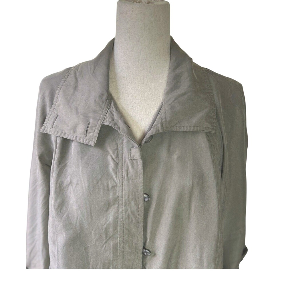 Chicos Utility Chic SILK Jacket Size 2 US 12 Green Lightweight Pockets